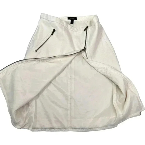 J Crew 4 Women 100% Wool Neutral Pencil Skirt Asymmetrical Zipper Pocket Career - Picture 4 of 15